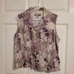 Sunset cove tropical pineapple design top‎